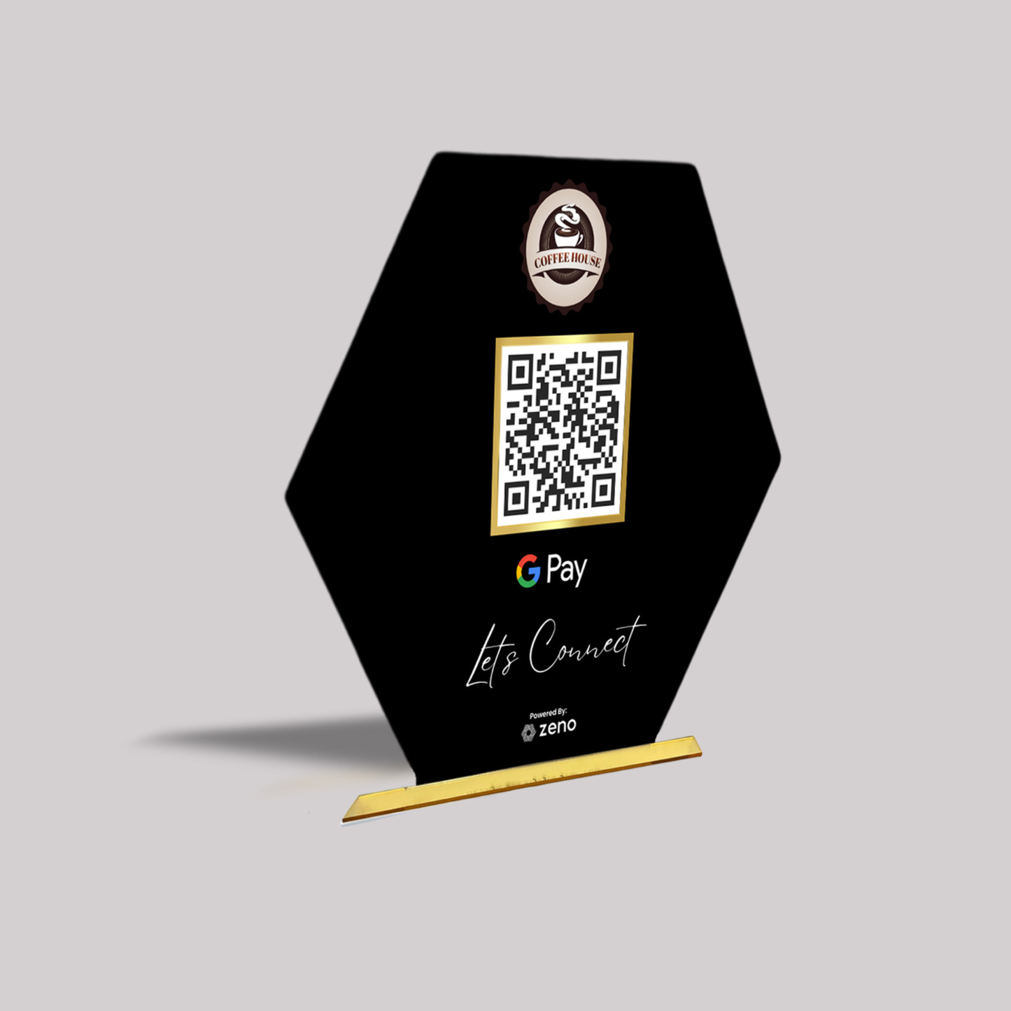 1 QR Hexagon Shape AI  Custom Standee