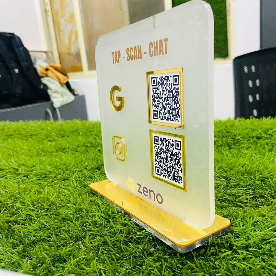 AI-Powered Smart Standee – 2 QR | Frosted Finish