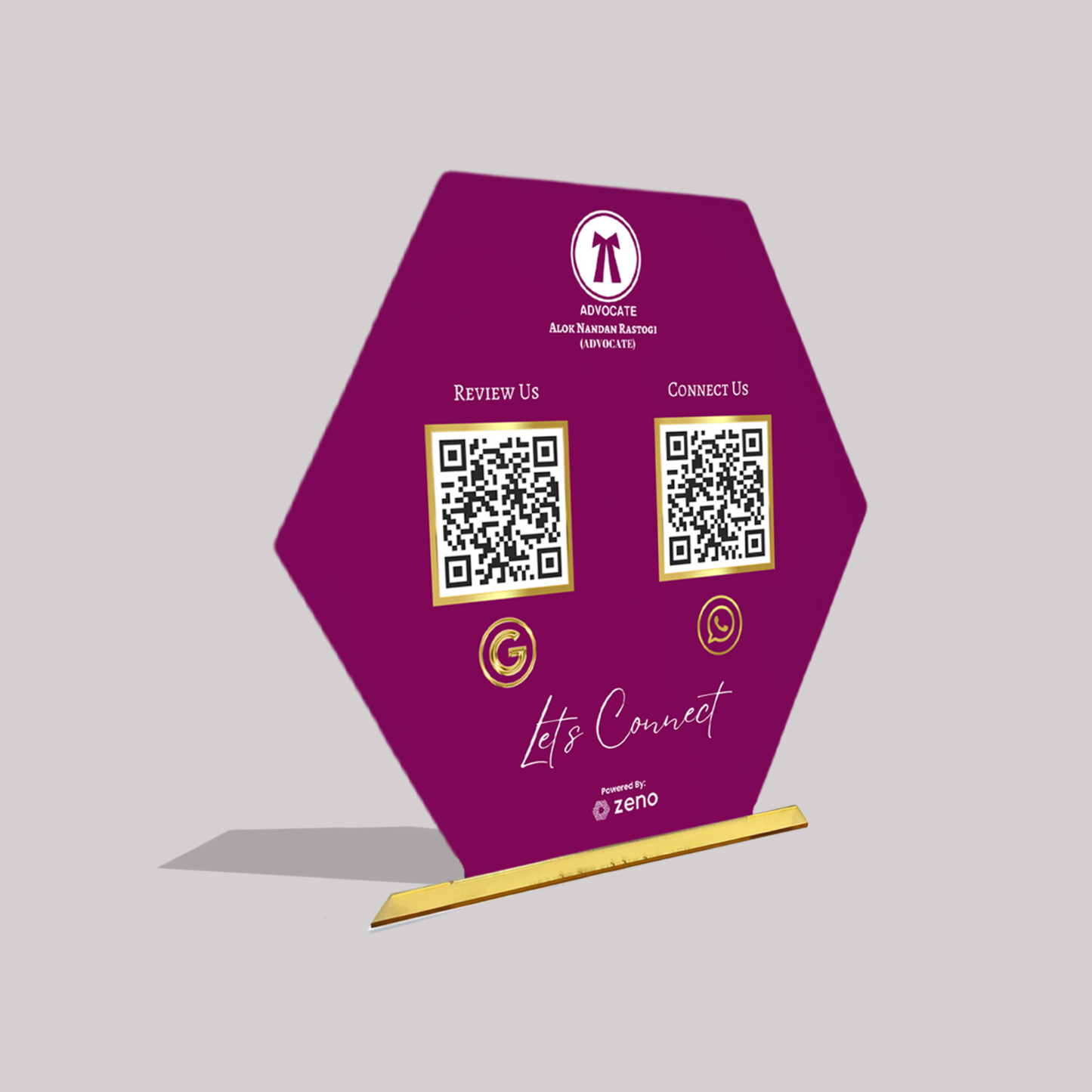 2 QR Hexagon Shape AI Custom Standee