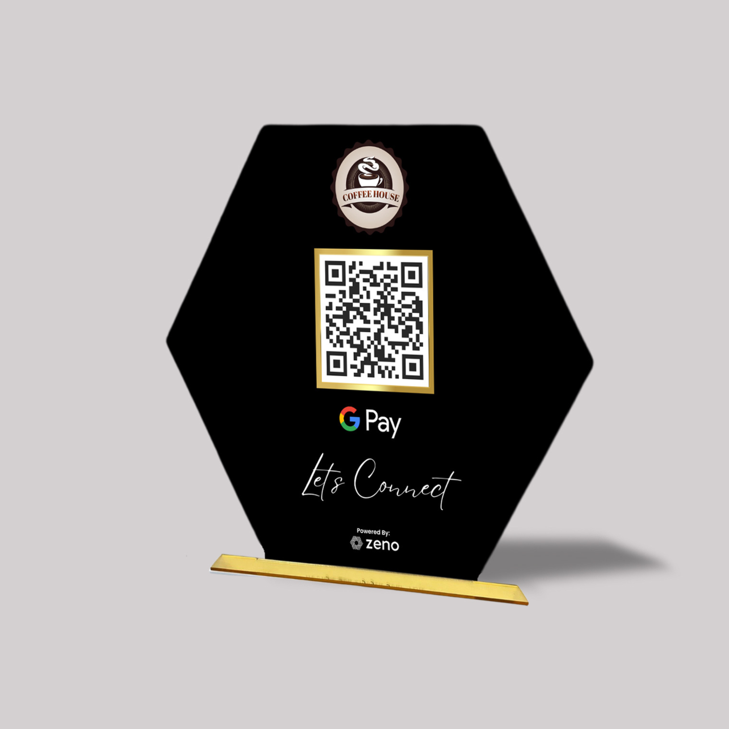 1 QR Hexagon Shape AI  Custom Standee