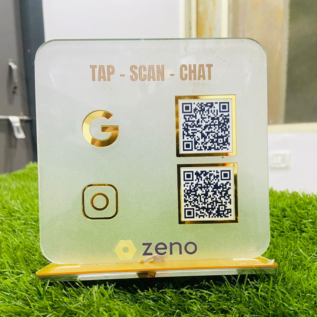 AI-Powered Smart Standee – 2 QR | Frosted Finish