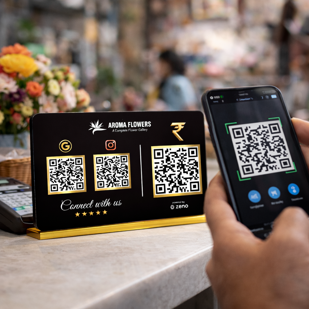 3 QR Landscape Standee with Payment QR