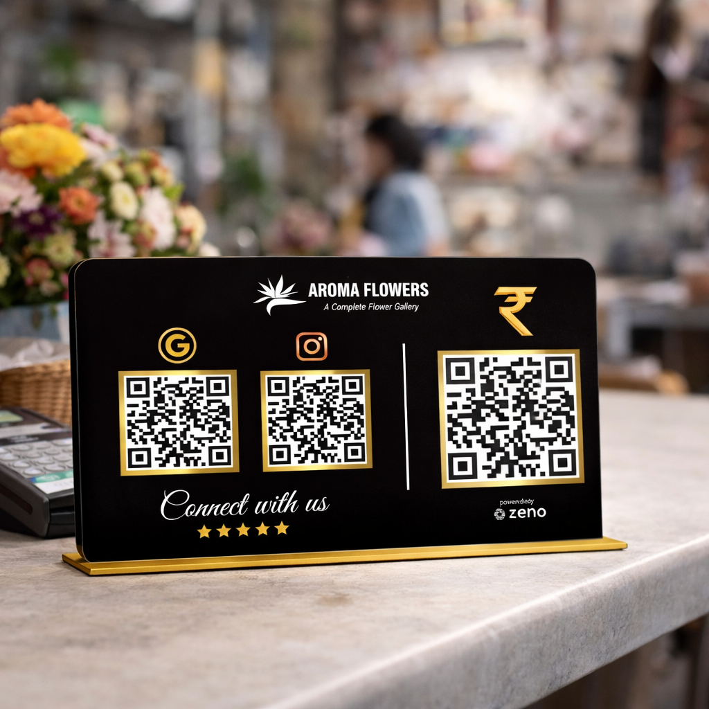 3 QR Landscape Standee with Payment QR